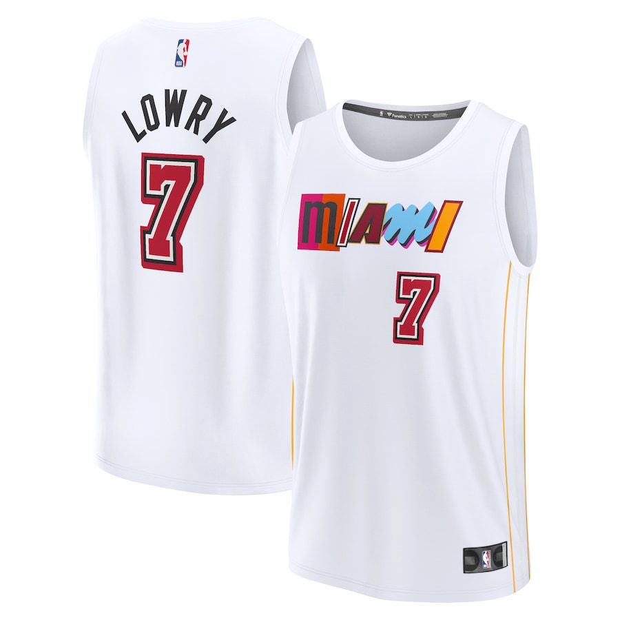 Men Miami Heat #7 Kyle Lowry Fanatics Branded White City Edition 2022-23 Fastbreak NBA Jersey